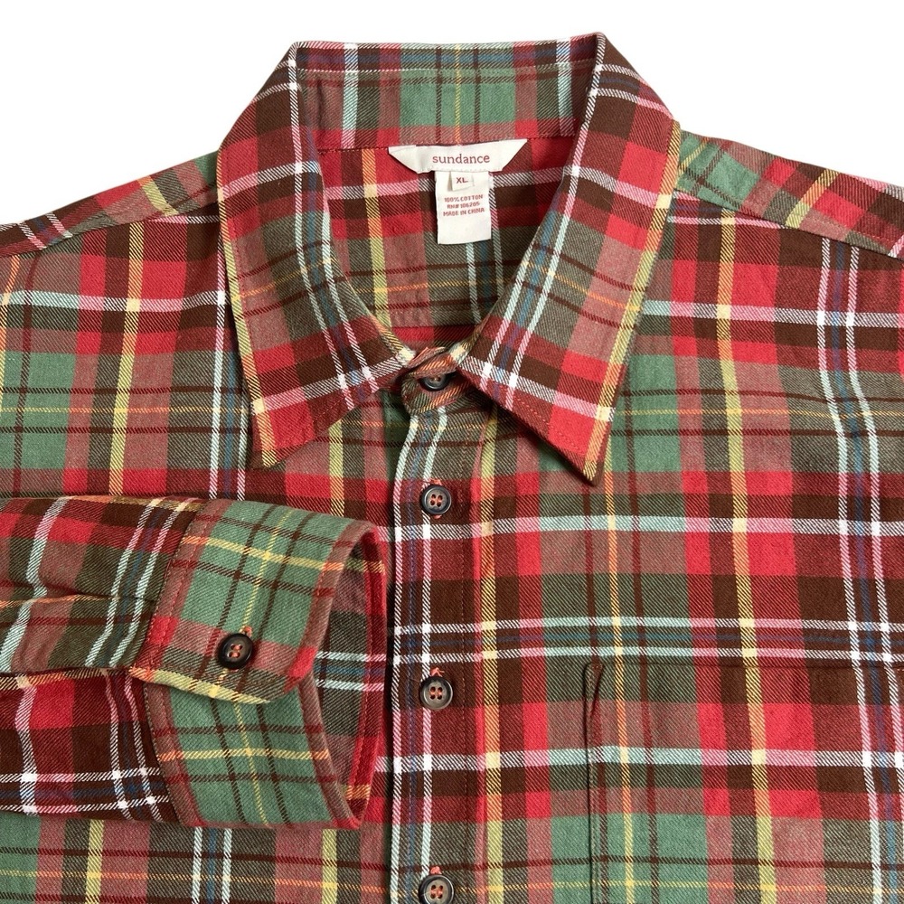 Sundance Mens‎ XL Multicolor Plaid Long Sleeve Button Up Flannel Shirt